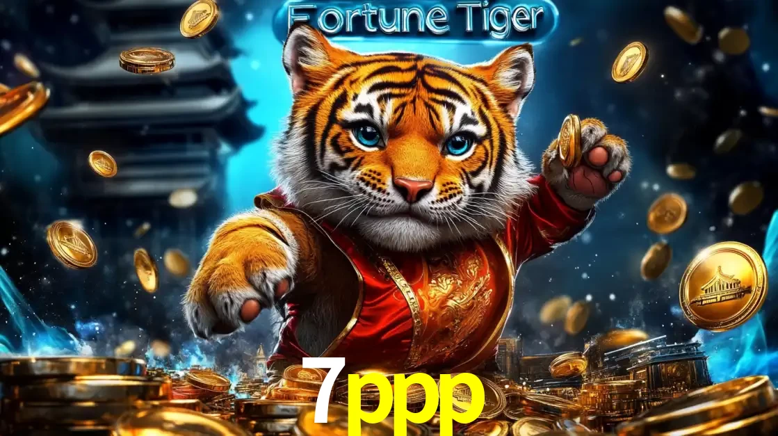 Imagem promocional do jogo de slot Fortune Tiger, com um tigre majestoso em traje tradicional cercado por uma fortuna em moedas de ouro, disponível agora no cassino 7ppp.